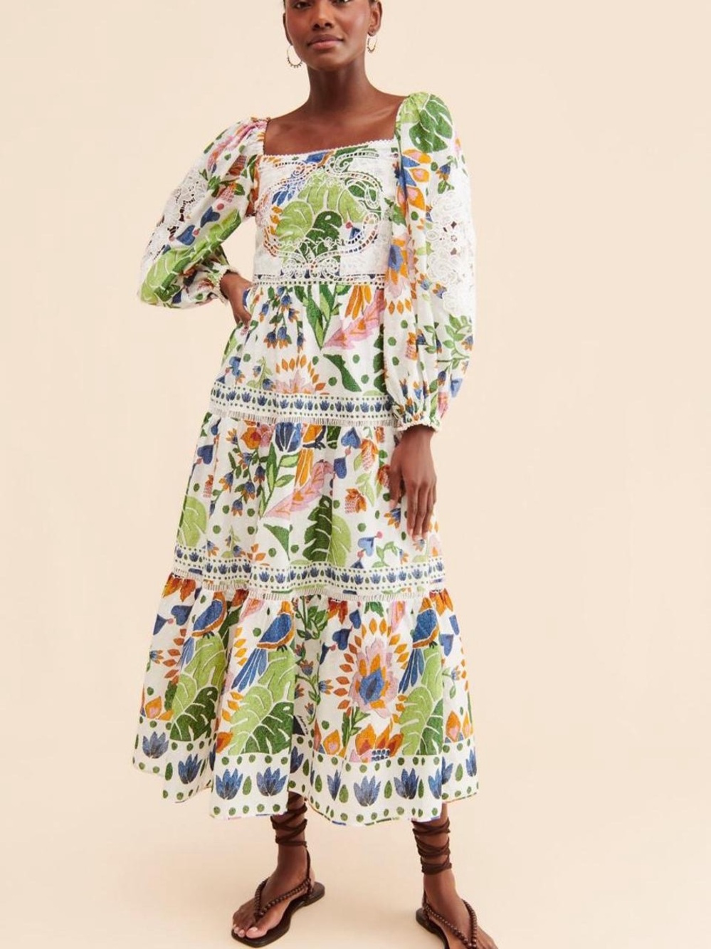 NWT FARM RIO Summer Garden Midi-Dress